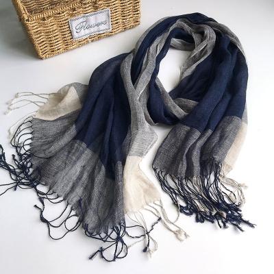 China Decoration navy canvas scarf for men casual for spring autumn slim women's neck-protective canvas scarf for sale