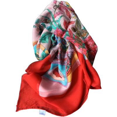 China Fashion Modern Long Custom Patterned Large Silk Scarf High Quality Silk Scarf for sale