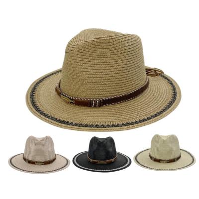 China Fedora Summer Beach Hat UPF Leaf Accessories Handmade Wide Brim Image Men's Panama Straw Hat For Women for sale