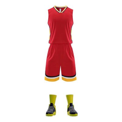 China 2022 Antibacterial New Basketball Training Suit Breathable 100% Polyester Basketball Team Suit for sale