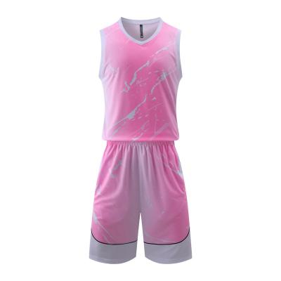 China Antibacterial Basketball Uniform Dress Set Crop Tank Top And Shorts Set Team Fashion Sublimation Custom OEM for sale