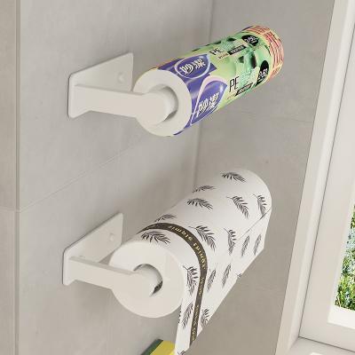 China Viable Modern Minimalist Kitchen Free Standing Wall Mounted Perforated Paper Roll Storage Bag Storage Rack for sale