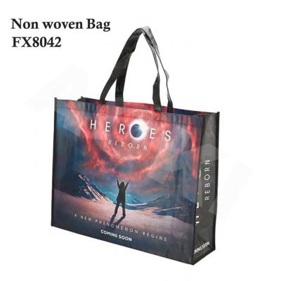 China Wholesale Handled Tote Non Woven Bag With Zipper Promotional Reusable Shopping Bag, Full Color Printing Nonwoven Bag for sale