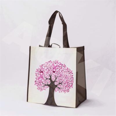 China Custom Labeled Reusable PP Handled Laminated Non Woven Shopping Tote Bags for sale