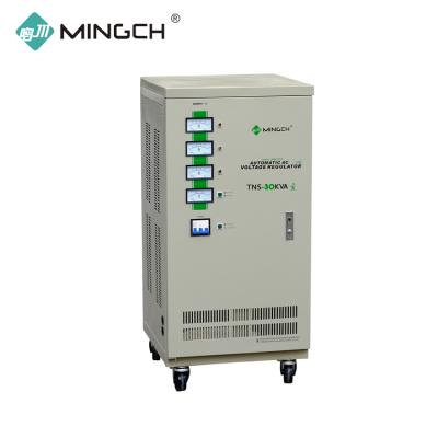 China To stabilize the input voltage automatically MINGCH TNS series 3 phase 30Kva automatic stabilizer voltage 40 KVA regulator AVR for sale