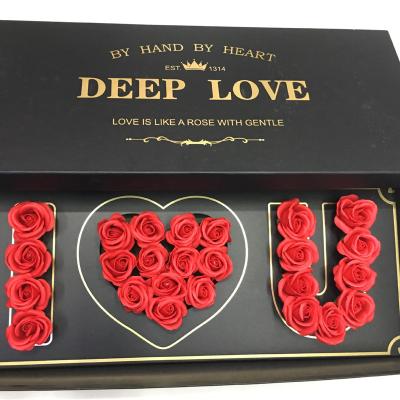 China 2 Years Saving I Love You Paper Box Valentines Day Gift Soap Flower Artificial Rose Flowers for sale