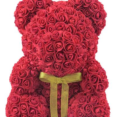 China Durable Foam Flower Decor Flower 35cm Rose Bear Artificial Flower Valentines Day Gift for sale