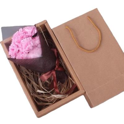 China Simply 7 Flower Bouquet Soap Flower Gift Box Wholesale Carnation Artificial Flowers for sale