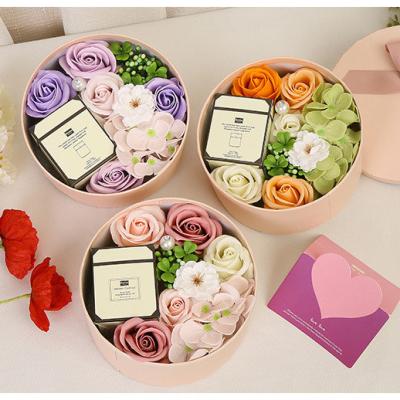 China Present Factory Wholesale Soap Flower Gift Box With Candle Artificial Rose Flowers for sale