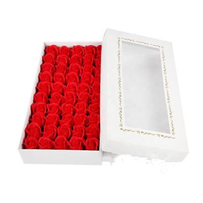 China Factory Wholesale Colorful 2 Layer Soap Flower 50pcs Paper Box Decoration Rose Artificial Flowers for sale