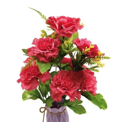 China 10 Heads Eco-friendly Wholesale Artificial Carnation Silk Flower For Mother's Day for sale