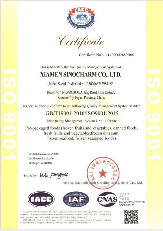 ISO9001 - Xiamen Sinocharm Co., Ltd.