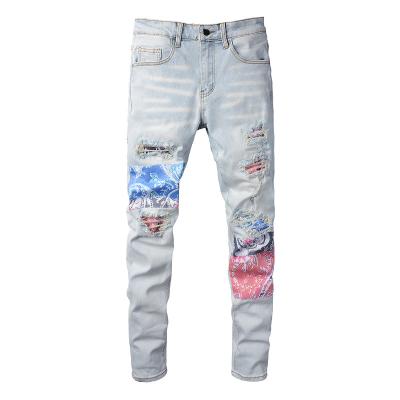 China QUICK DRY rts for Dropshipping 813 damage jeans for boys ripped straight skinny white men destroyed jeans for sale