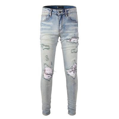 China QUICK DRY Rts For 839 Dropshipping Damage Jeans Frayed Ripped Stacked Jeans Wrinkled Mens Jeans for sale