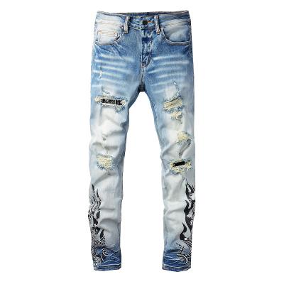 China Breathable Rts For 835 Luxury Men'S Street Fashion Style Distressed Stretch Jeans Pants Ripped Damage Thin Wholesale Skinny Fit for sale