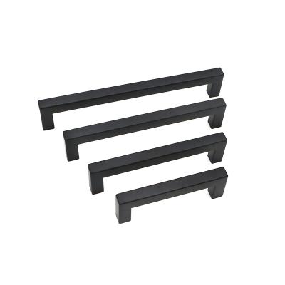 China Modern Furniture Hardware For Stainless Square Tube 10*10 Black Sideboards Drawer Pull Handle for sale