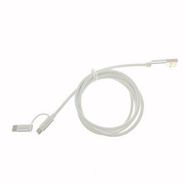 China White TPE Micro USB to Type C 2 in 1 USB Data Cable USB Charging Cable For Computer, Mobile Phone, Tablet, Power Bank for sale