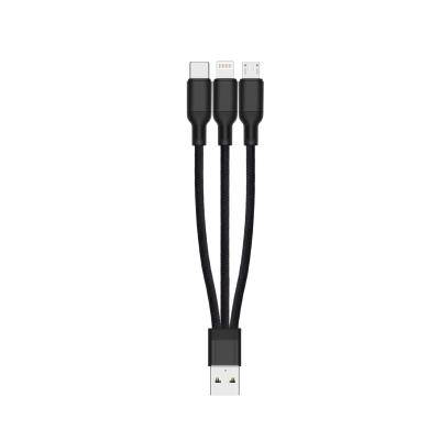 China 3 In 1 Fabric Braided 3A Fast Charging USB Data Cable USB Charging Cable For Computer, Mobile Phone,Computer for sale