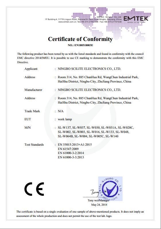 CE - Ningbo Scilite Electronics Co., Ltd.