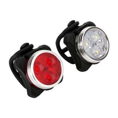 China Mini Bicycle Light Set USB Rechargeable Bike LED Light Sets 3 LED Bike Front Light and Bicycle Tail Light for sale