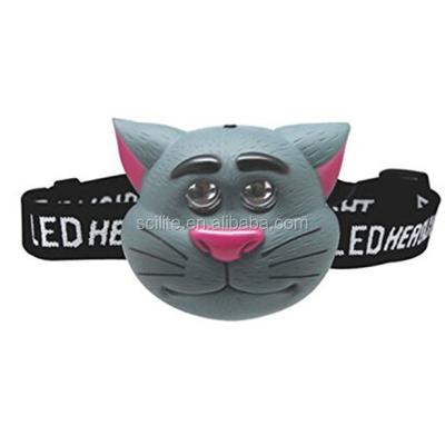 China 2 Led Animal Headlight Aldi Cartoon Cat LED Headlight Portable Mini Animal Shaped LED Flash Headlight For Kids for sale