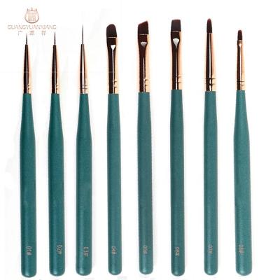 China Wooden Nail Art Manicure Polish Tools Nail Art Liner Brush Set Acrylic Nail Brush Fuumuui Turquoise Grip Liner Detailer Brush Kolinsky Nail Brush for sale