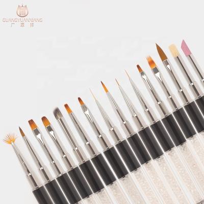 China Art Tools Nylon Liner Detail Brush 2022 Kolinsky Nail Brush White Rhinestone 12pcs Nail Drawing Art Brush Painting Pen Liner for Nail Salon for sale