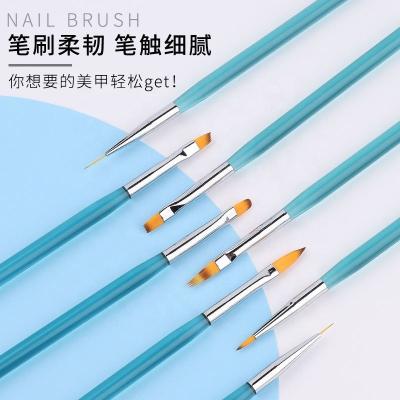 China 2022 NAIL OEM Nail Brush Storage Box Customized Sky Blue Acrylic Clear Plastic Handle Gold Brush Nails Brush for sale