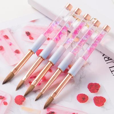 China Professional Custom Clear Acrylic Brush Number 14 Nail Art Brush Set Kolinsky Brush Germany Logo Nail Tools Pink Nail Brush for sale