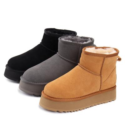 China Fashion Trend Top Quality Ladies Womens Men Warm Winter Ankle Snow Proof Boots Water Resistant Warm Adult Genuine Leather Cotton Shoes for sale