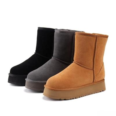 China Fashion Trend Snow Boots Outdoor Mid Length Thick Sole Thickened Sole Shoe women's Winter Fur Warm Shoes Middle cylinder Antiskid Shoe Ladies for sale