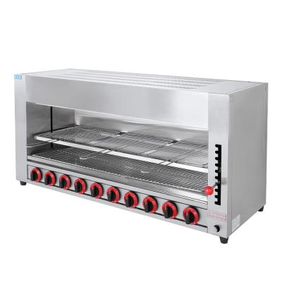 China Professional Commercial Infrared Food Processing Machine Gas Stainless Steel Kitchen Equipment Salamander Grill Machine with 10 Burners for sale