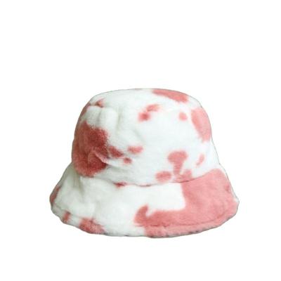 China High Quality Korean Version Hot Selling Fashionable Fisherman Hat Round Hat Cow Pattern Plush Hat for sale