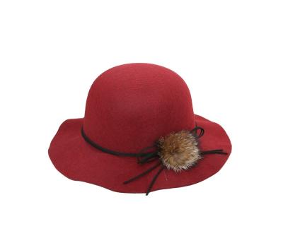 China High quality fashion and leisure out of pot hat raccoon fur ball plus velvet decorative hat round hat for sale