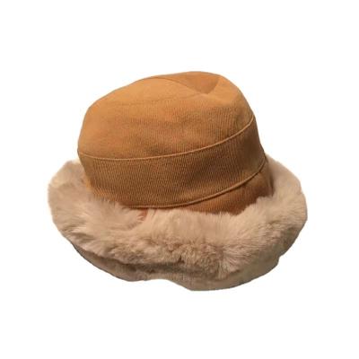 China Dobby Plush Bucket Hat Fashion Thickened Plush Bucket Hat Fashion Lamb Cashmere Warm Curved Basin Dobby Plush Fisherman Hat Female Winter for sale