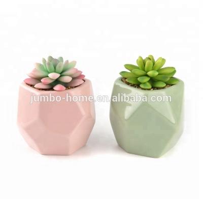 China Wholesale High Quality Different Type Eco-friendly Fake Mini Succulent Plant Artificial Flower Pot In Colors Ceramic Light Color for sale