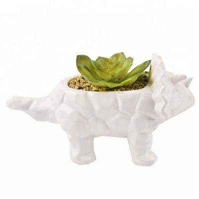 China Size about: 20*9*13cm Mini Flower Potted Decor with Animal Ceramics / Artificial Succulents Cactus Plants for OfficeTable Garden Shown for sale