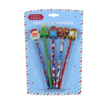 China Promotional Pencil Christmas Promotional Pencil With Animal Eraser On Top For Kids Pencil With Eraser Toppers for sale