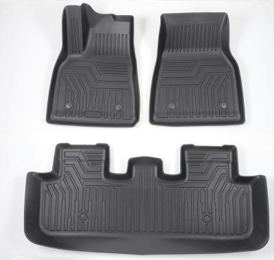 China Odorless and Environmental 3 Pieces of 3D Full Set Car Floor Mats Luxury Interior Carpet Tape for Tesla Model Y 2021 for sale