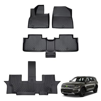 China Anti-flaming all-weather car floor mats strip car foot mat 3d car floor liner mats for Kia Telluride 2020 2021 7seats for sale