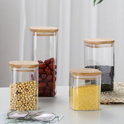 China OEM&ODM 200ml-1500ml Heatable Glass Tea Canister Food Storage Glass Food Canister Square for sale