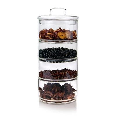 China New Stackable Seal High Borolicate Food Spice Storage Glass Clear Bottles Jar for sale