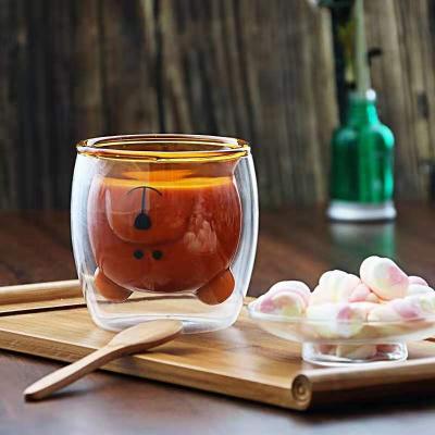 China Sustainable handmade pyrex borosilicate double wall gift new product glass tea cups for sale