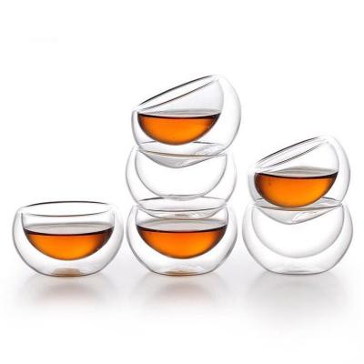 China Wholesale Household Stocked 50ml Round Small Transparent Clear Glass Tea Cup for sale