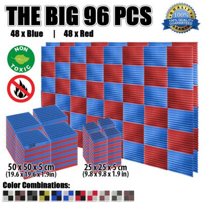 China Modern Arrowzoom Red and Blue Panel Acoustic Foam Wedge Sound Absorption 25 X 25 X 5 cm OR 50 x 50 x 5 cm KK1134 for sale