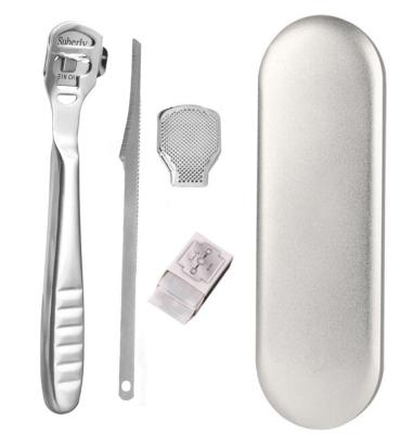 China Best Stainless Steel 3pcs Dead Skin Scraper Razor Kit With File And Razor Replacement Easy To Use Pedicure Durable Foot Choice for sale