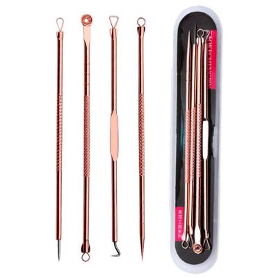 China Fast Delivery 4pcs Acne Treatment Multi Purpose Money Rose Buttercup Needles Extractor Tools Spots Peep Black Spots Removal Set for sale