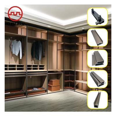 China Hot Selling Aluminum Frame Wardrobe Aluminum Wooden Glass System Furniture Bedroom Decorations Profile Frame for sale