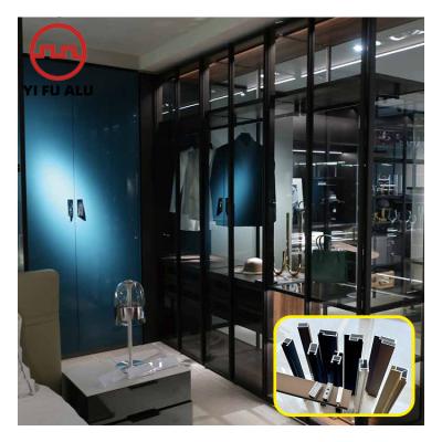 China Aluminum Profiles Aluminum Sideboard System Decorations Glass Cabinet Profile Wardrobe Open Frames for sale