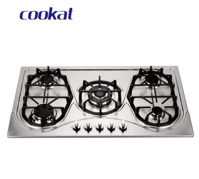 China Built-in Hob 5 Burner Hotel Stainless Steel Gas Kitchen Cooktop Home Cooker Hob for sale